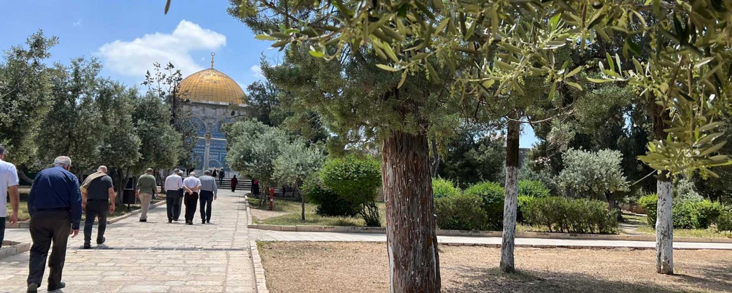 Strolling on the tree-lined grounds of Jerusalem’s Noble Sanctuary