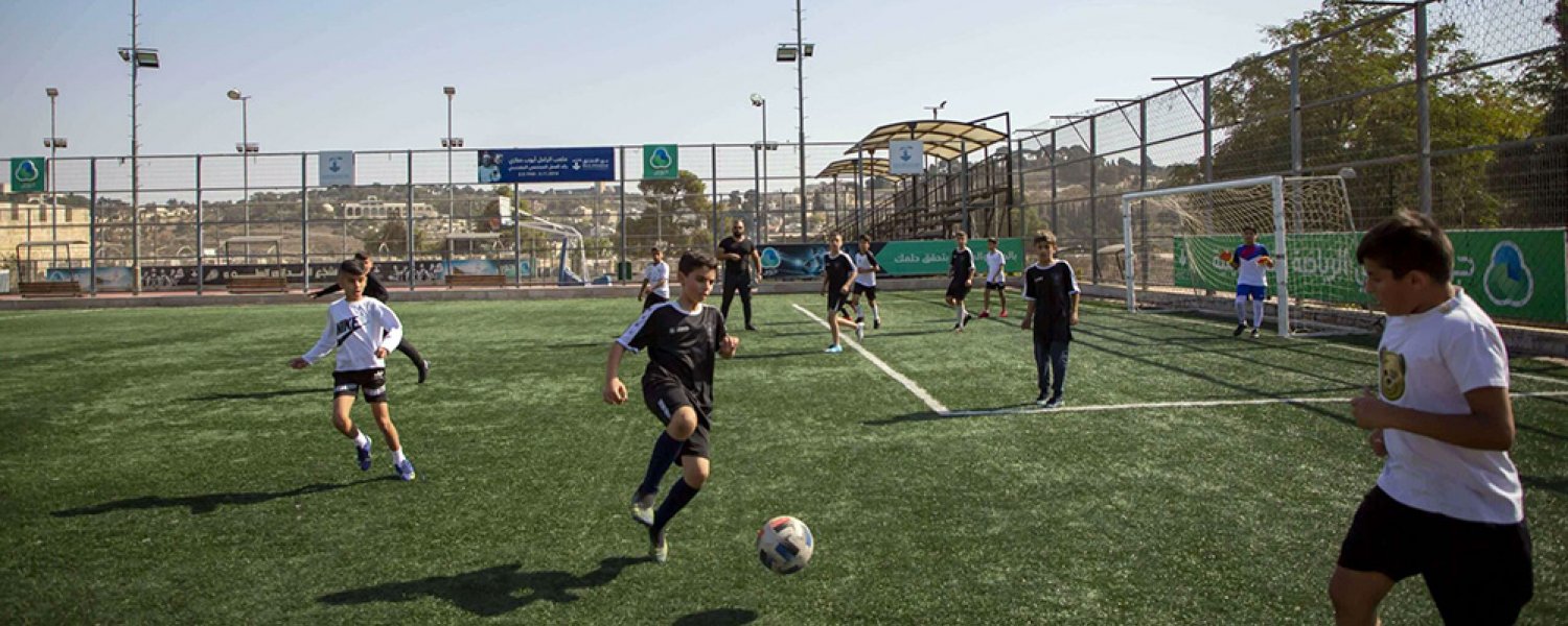 The playing fields of Burj al-Luqluq Social Center Society, a rarity in Jerusalem’s Old City