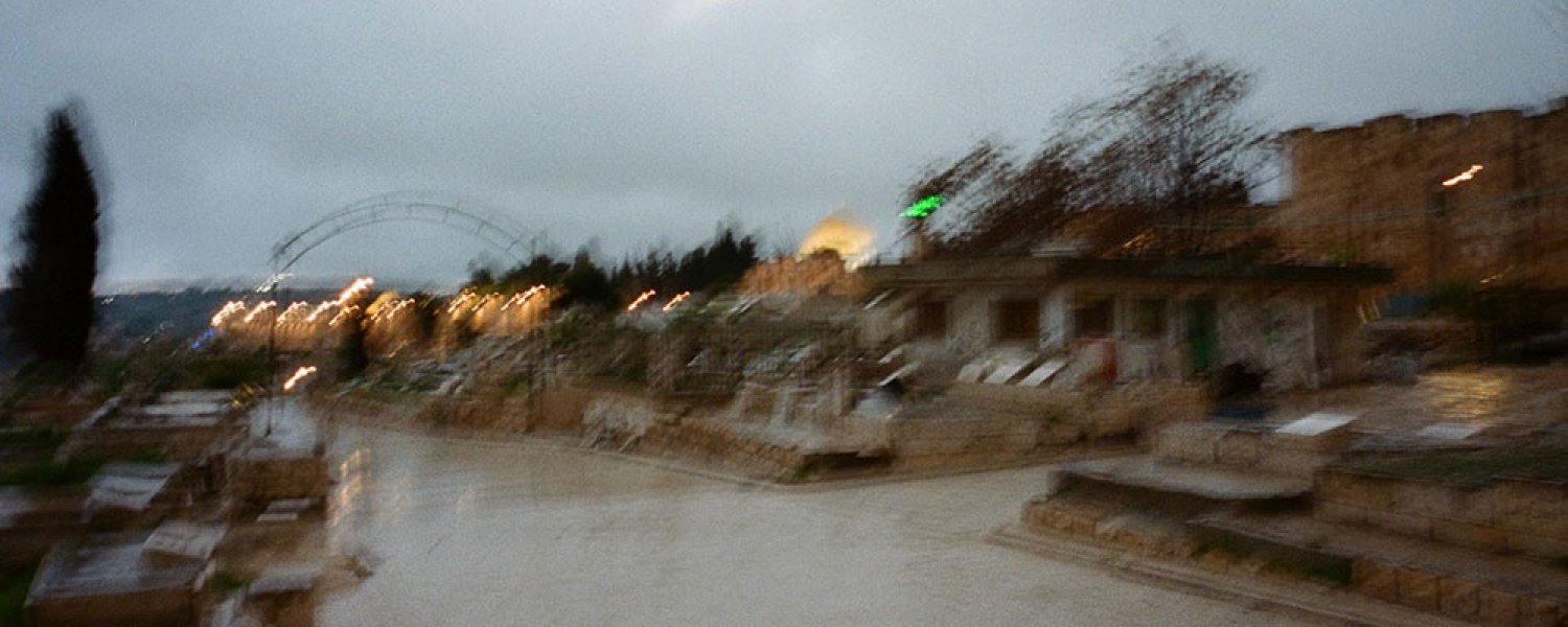 Jerusalem at twilight, Dome of the Rock in distance, August 25, 2024