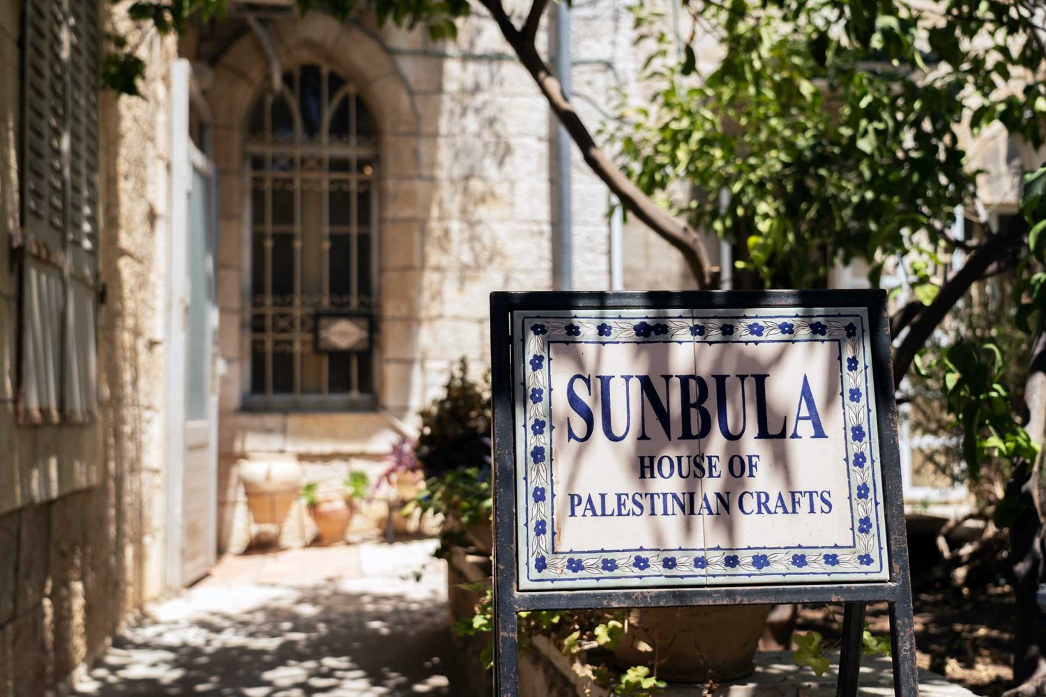 Entrance of Sunbula crafts store, Jerusalem, August 21, 2024