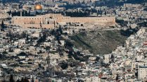 A view of the Old City of Jerusalem, including the Haram al-Sharif compound and Silwan, from Jabal Mukabbir, January 28, 2020