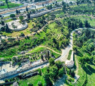 An aerial view of the Haas Promenade, Jerusalem