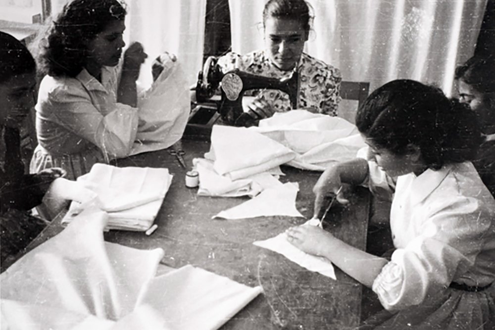 A sewing class at Rawdat El-Zuhur school in Jerusalem