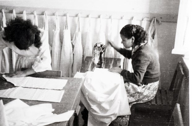 Young girls learn how to sew at Rawdat El-Zuhur school in Jerusalem.