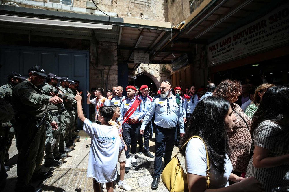 Israeli forces restrict Palestinian Orthodox Christians’ access to an Easter procession in the Old City, May 4, 2024.