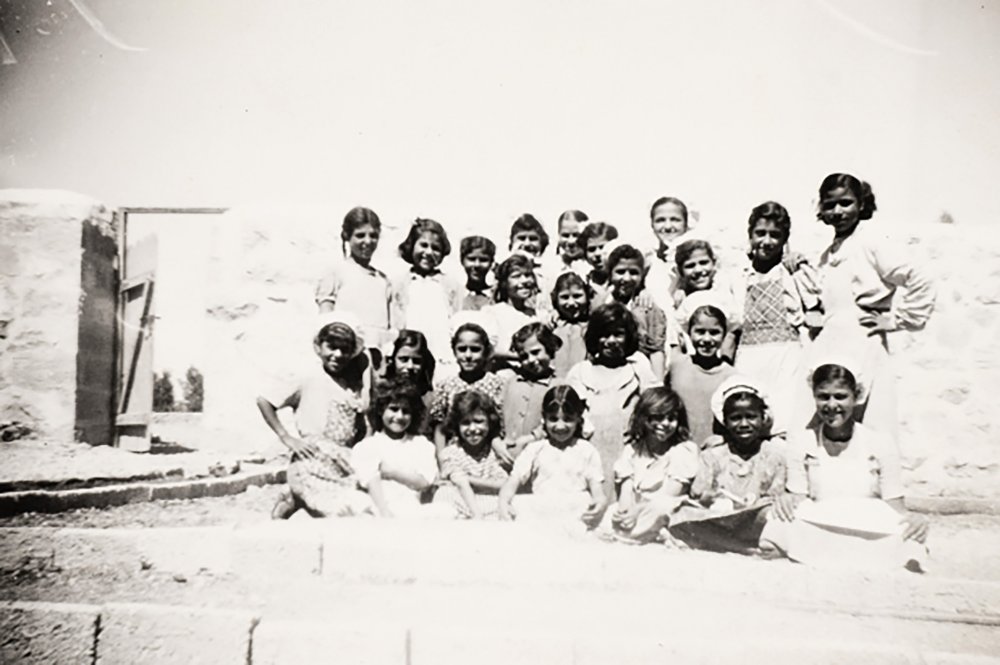 A group of students at the Rawdat El-Zuhur school in Jerusalem