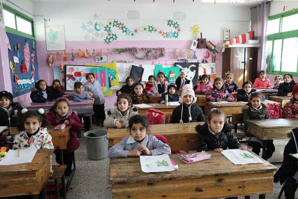 A classroom in an UNRWA school in Shu‘fat refugee camp