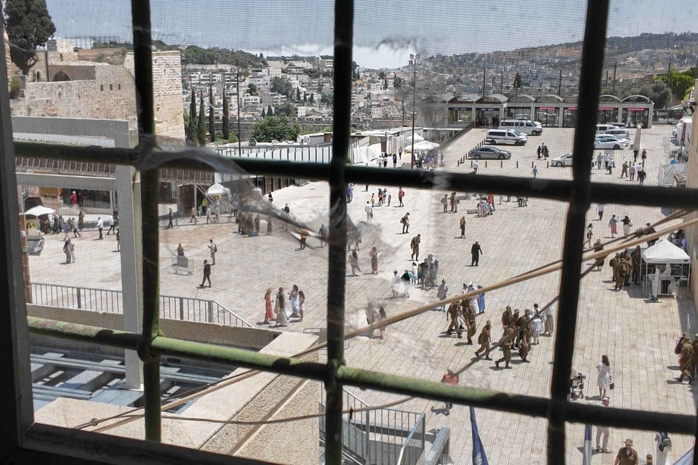 View of the Western Wall Plaza from the rooftop of a Palestinian family home seized by settlers July 11, 2024, days after their eviction