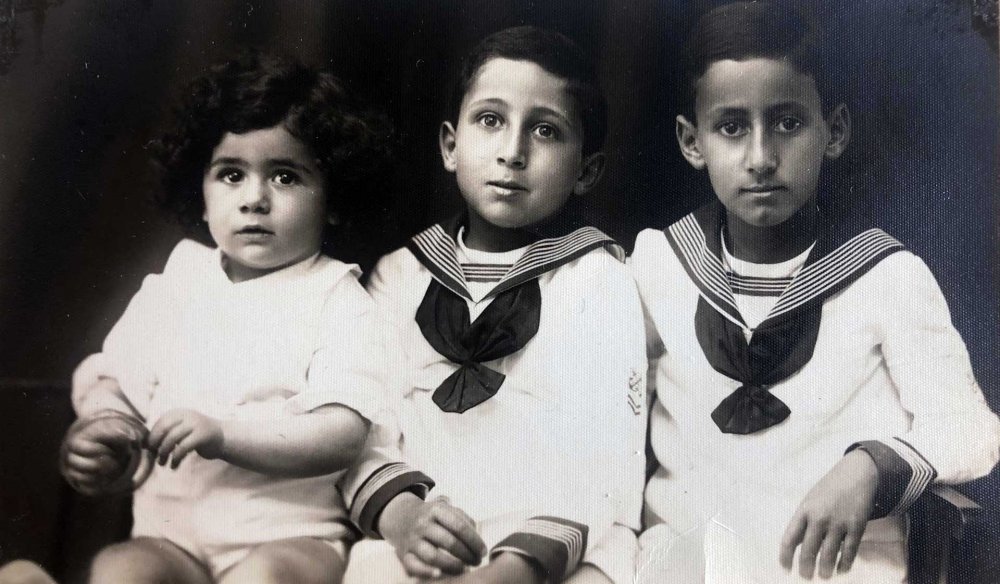 Twins Albert and Robert and their younger cousin Edward, Jerusalem, early 1930s