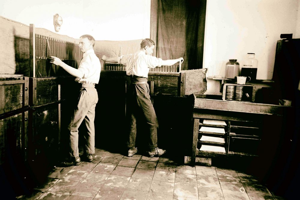 Lewis Larsson developing film at American Colony Photo Department , 1898, Jerusalem