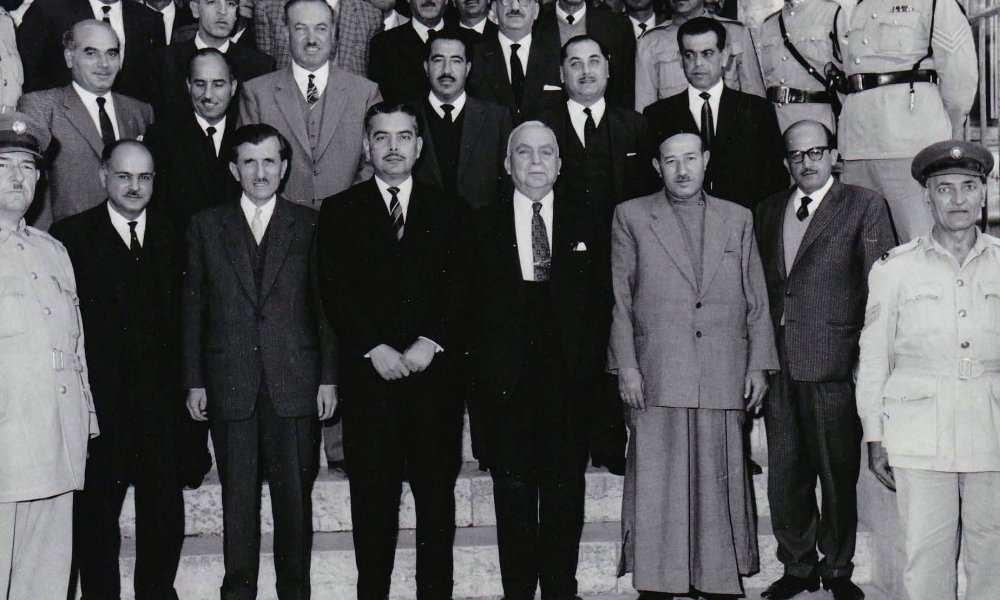 The Jerusalem Municipal Council and then governor of Jerusalem Daoud Abu Ghazaleh, 1965.