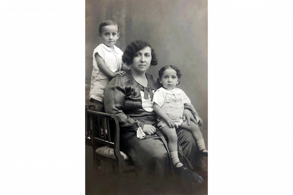 Nabiha Said with twins Albert and Robert, Jerusalem, late 1920s