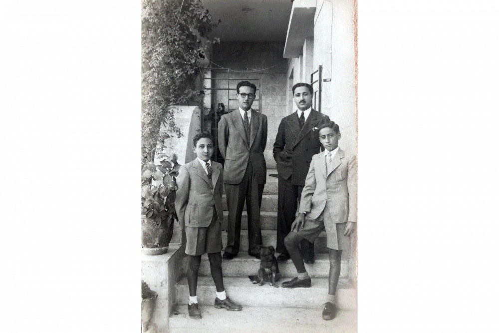 The Said brothers, Nabiha and Boulos’s sons, posing on the steps to their home in Talbiyya, Jerusalem, 1940s