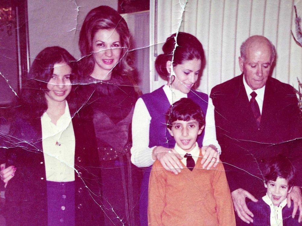 Sylvia, Dina, and Basim pose for a photograph with their relatives, Beirut 1971