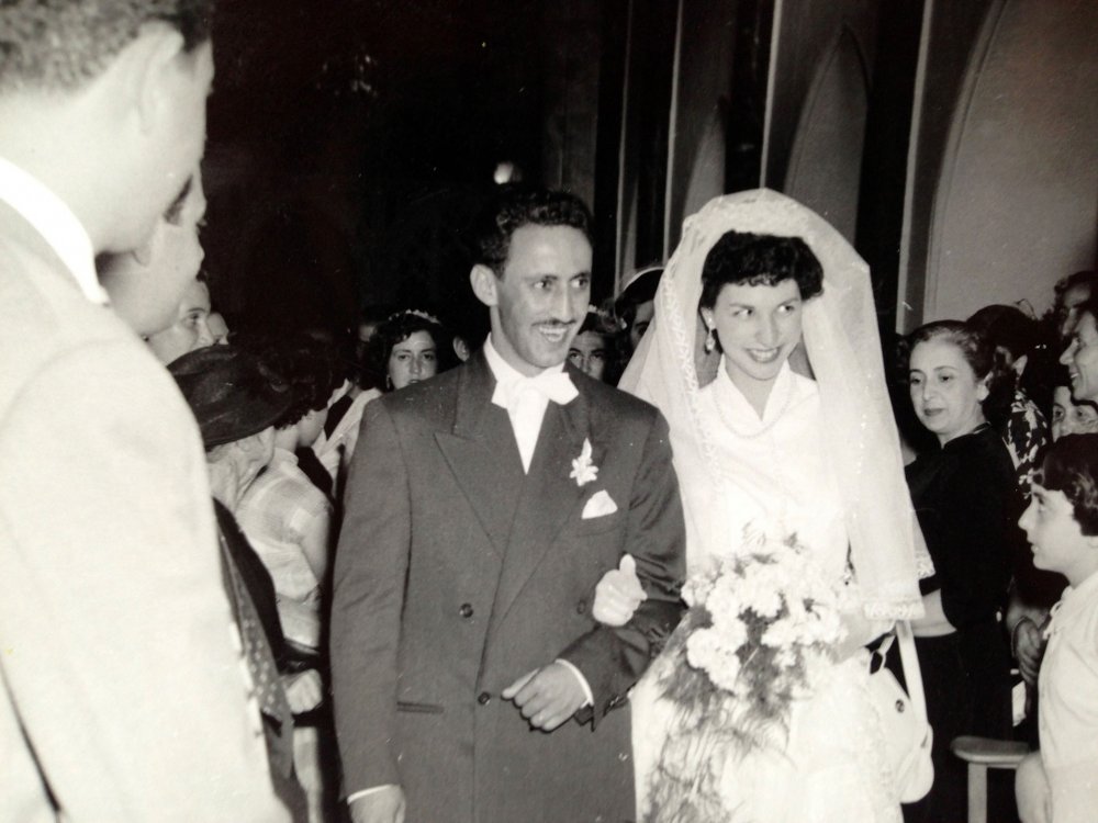 Wedding of Albert Said and Sylvia Salah at St. George’s Cathedral, Jerusalem, 1953 