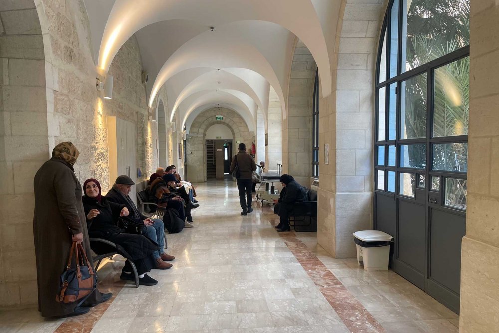 Palestinian patients wait at Augusta Victoria Hospital, East Jerusalem, March 25, 2024.