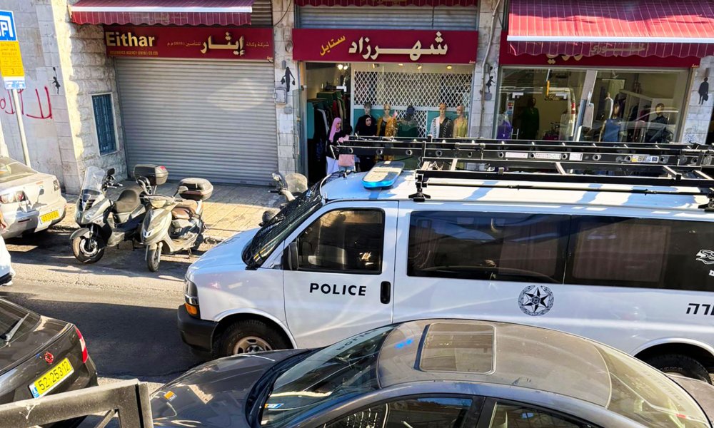 One of many police cars that brought Israeli special forces to Yabous in East Jerusalem close down the screening of Gaza from Ground Zero, August 7, 2024.