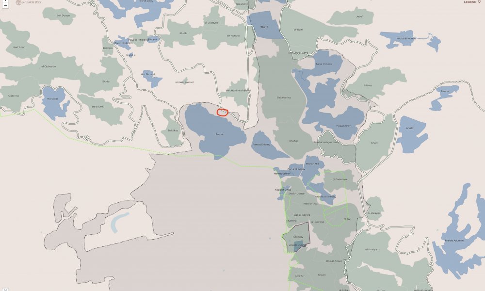 A map showing where the Israeli settlement of Ramot in Jerusalem is planned to expand according to TPS 1189232