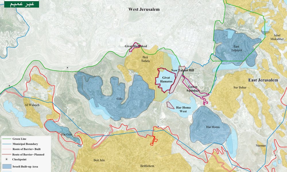 Map showing planned areas for Givat Hamatos A and Hebron Road Strip