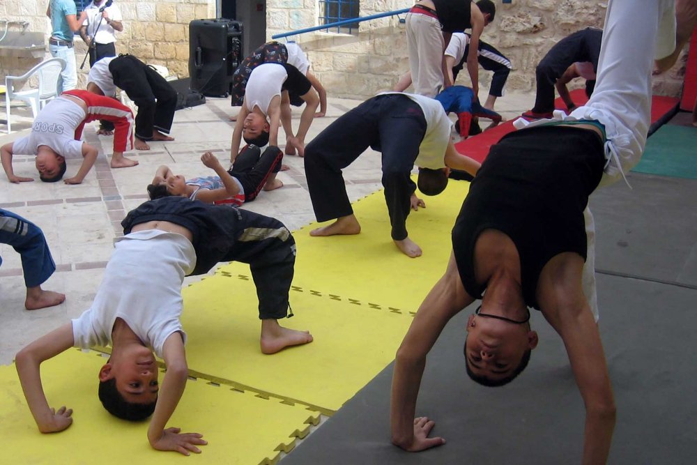 A gymnastics class at the Spafford Children’s Center in Jerusalem’s Old City