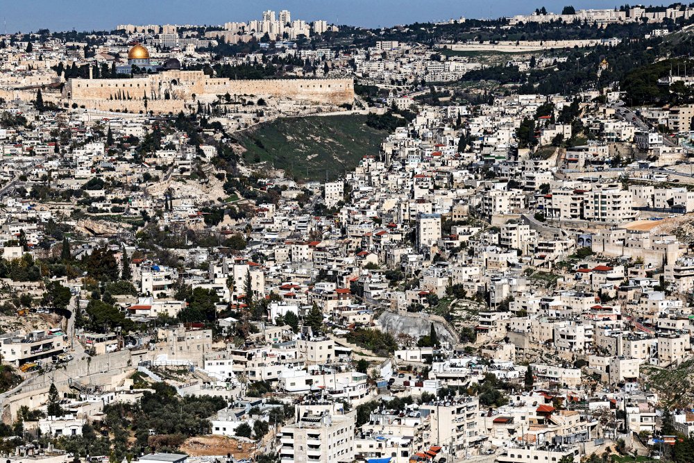 Palestinian neighborhood of Jabal Mukabbir with al-Aqsa Mosque showing in the background, Jerusalem’s Old City, December 2023