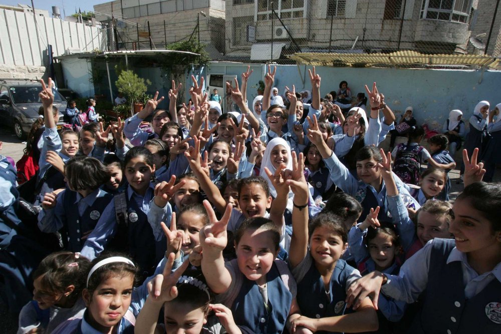 Palestinian students strike over their school curriculum, Jerusalem, September 13, 2011.