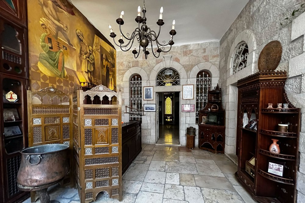 Intricately carved wooden furniture in the Jerusalem Hotel, East Jerusalem, July 8, 2024