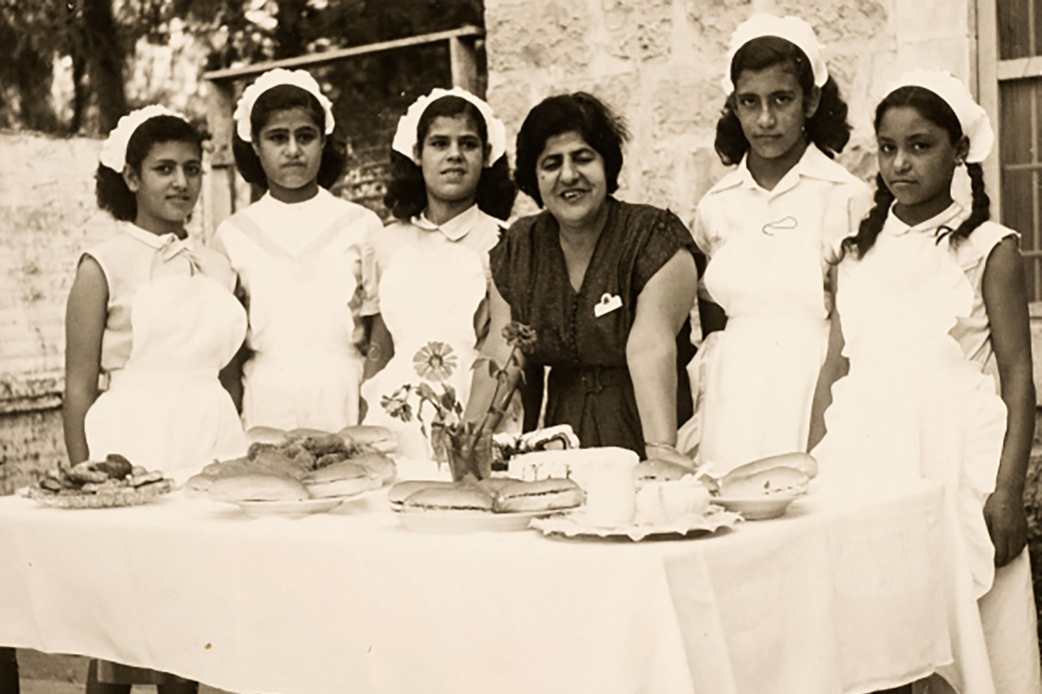 A home economics class at Rawdat El-Zuhur school in Jerusalem, 1960