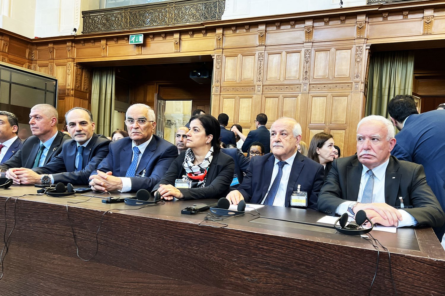 Palestine’s legal team listens closely as the ICJ begins presenting its advisory rule